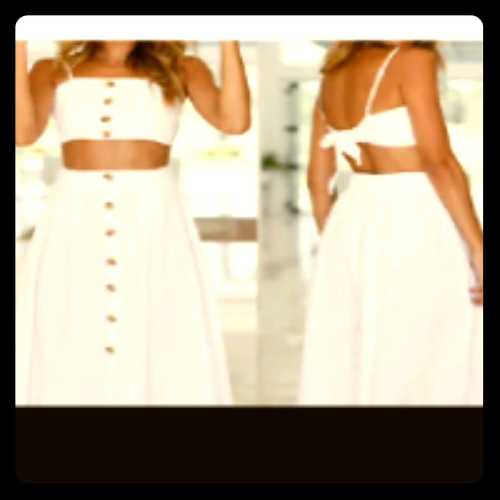 Two piece white summer dress